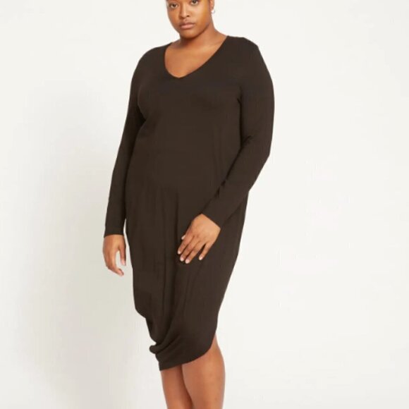 Universal Standard Iconic Long Sleeve V-Neck Geneva Dress in Black sz L (22-24) - Picture 1 of 6
